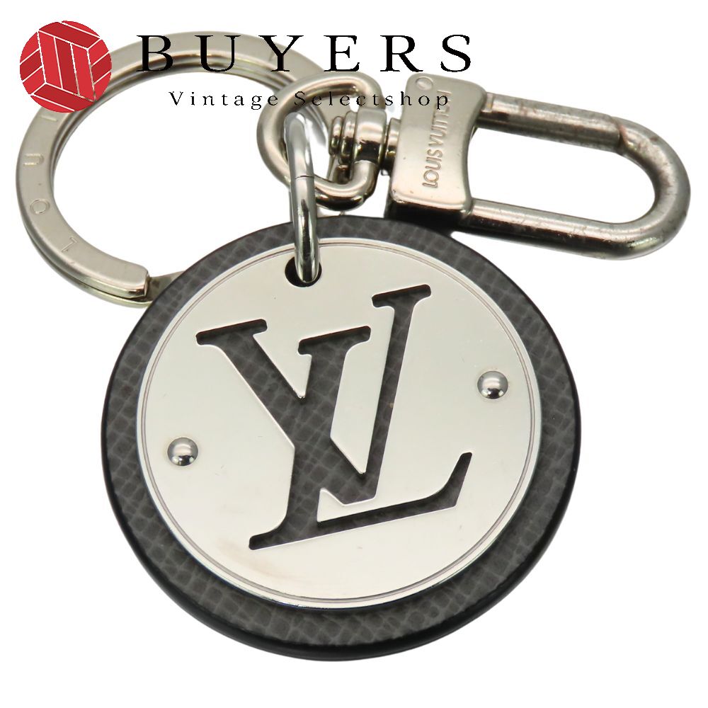中古 キーホルダー ポルトクレ・ＬＶサークル M00477 メタル レザー シルバー グレー チャーム アクセサリー 小物 レディース メンズ