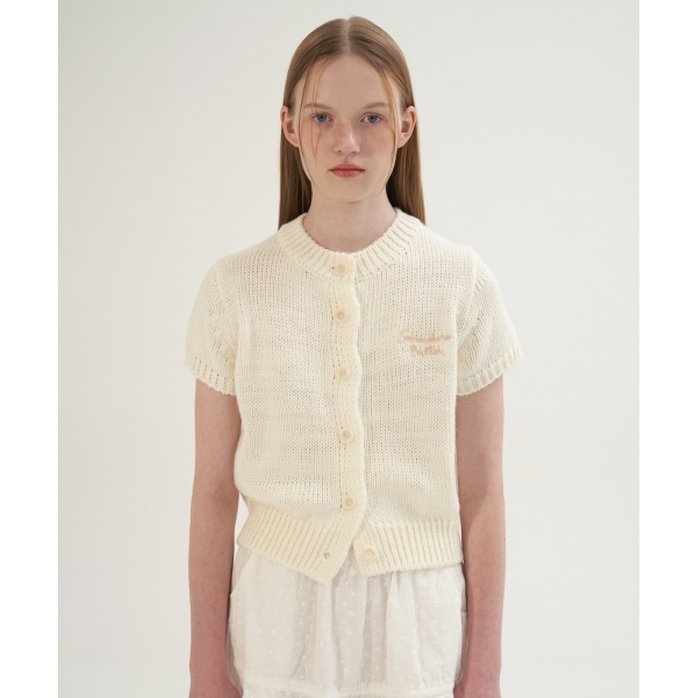 サムウェアバターレターハーフカーディガン-アイボリー