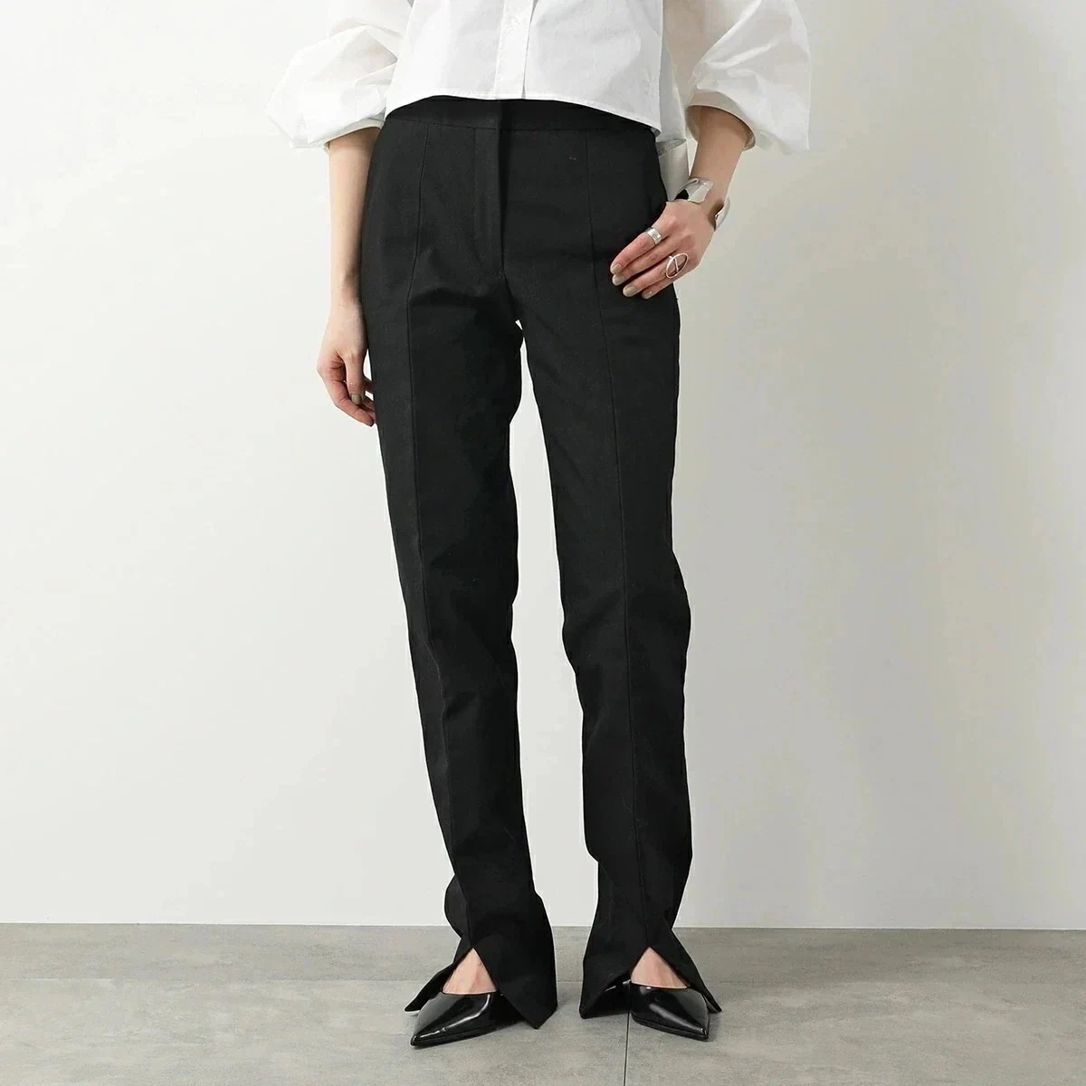 JIL SANDER ジルサンダー テーラードパンツ J02KA0232 J45136 レディース コットン スリット 001/BLACK 【ts】