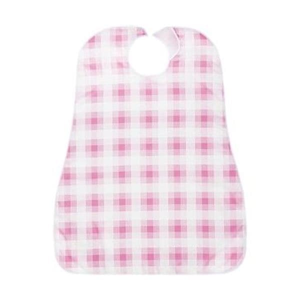 （まとめ）カネモ商事 LOr食事用エプロンピンクチェック 1セット（5枚）[x3セット]