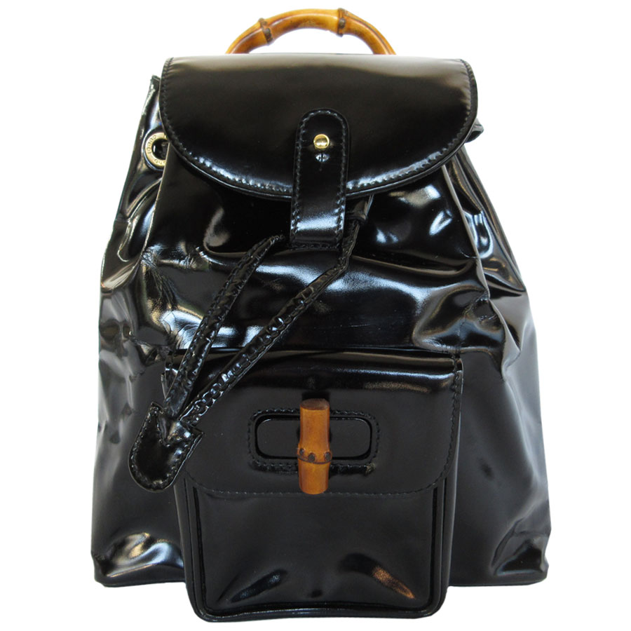 グッチ GUCCI リュック バンブー レザー ブラック ゴールド レディース s0551g