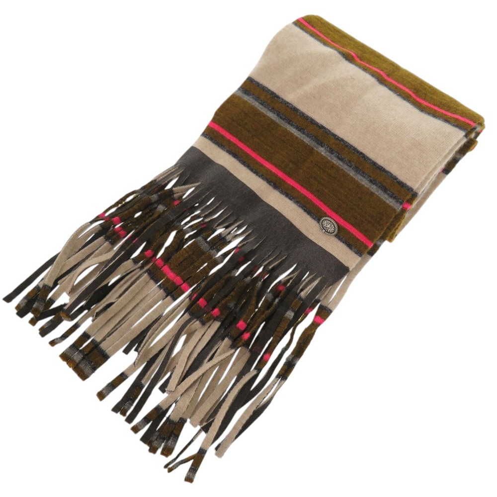 未使用品 ボーダー カシミヤ マフラー 装飾付き マフラー カシミヤ/カシミヤ マルチカラー 0513【中古】 レディース