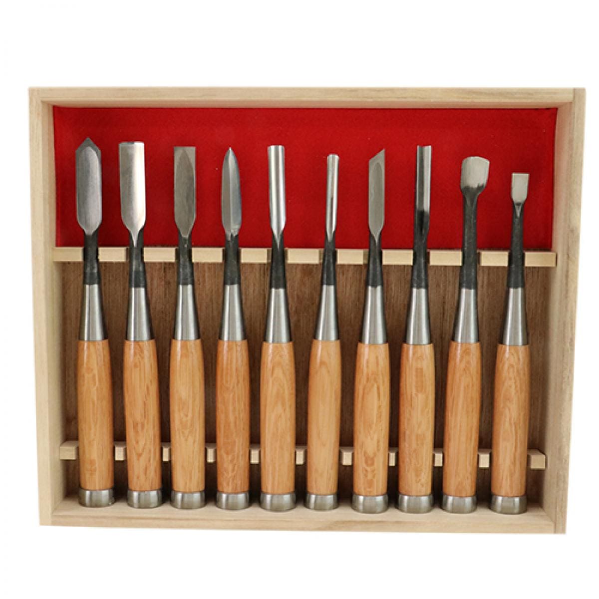 河清 叩木彫のみ 暁 10本組 木彫 彫刻 与板利器 ノミ 鑿 彫刻刀 彫 剣 浅丸 平 生反 丸 丸スクエ イスカ 三角 丸曲 平曲