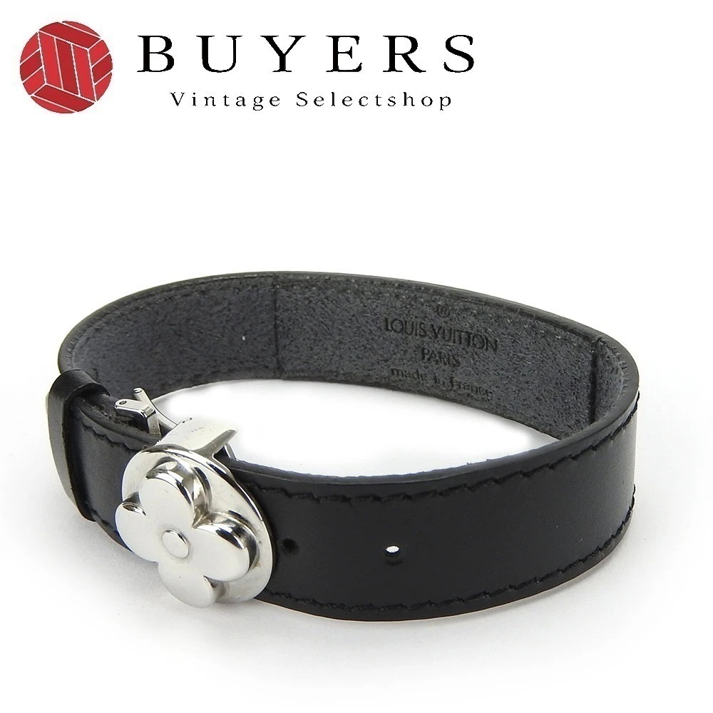 中古 ブレスレット ブラスレヴ― グッドラック M64447 レザー ブラック シルバー金具 アクセサリー レディース 女性