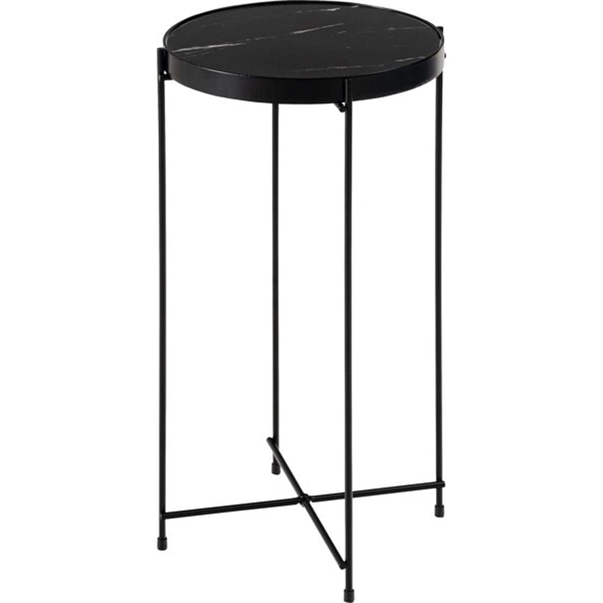 サイドテーブル PT-561BK ミニテーブル ソファサイド 石目調 ブラック シック スチール シンプル スタイリッシュ 机 テーブル モダン かっこいい リビング ショップ 店舗