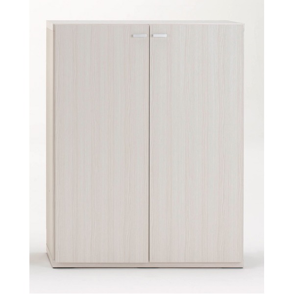 フナモコ リビングシェルフ 扉付き (幅90×高さ113.8cm) ホワイトウッド KFS-90(完成品) 日本製