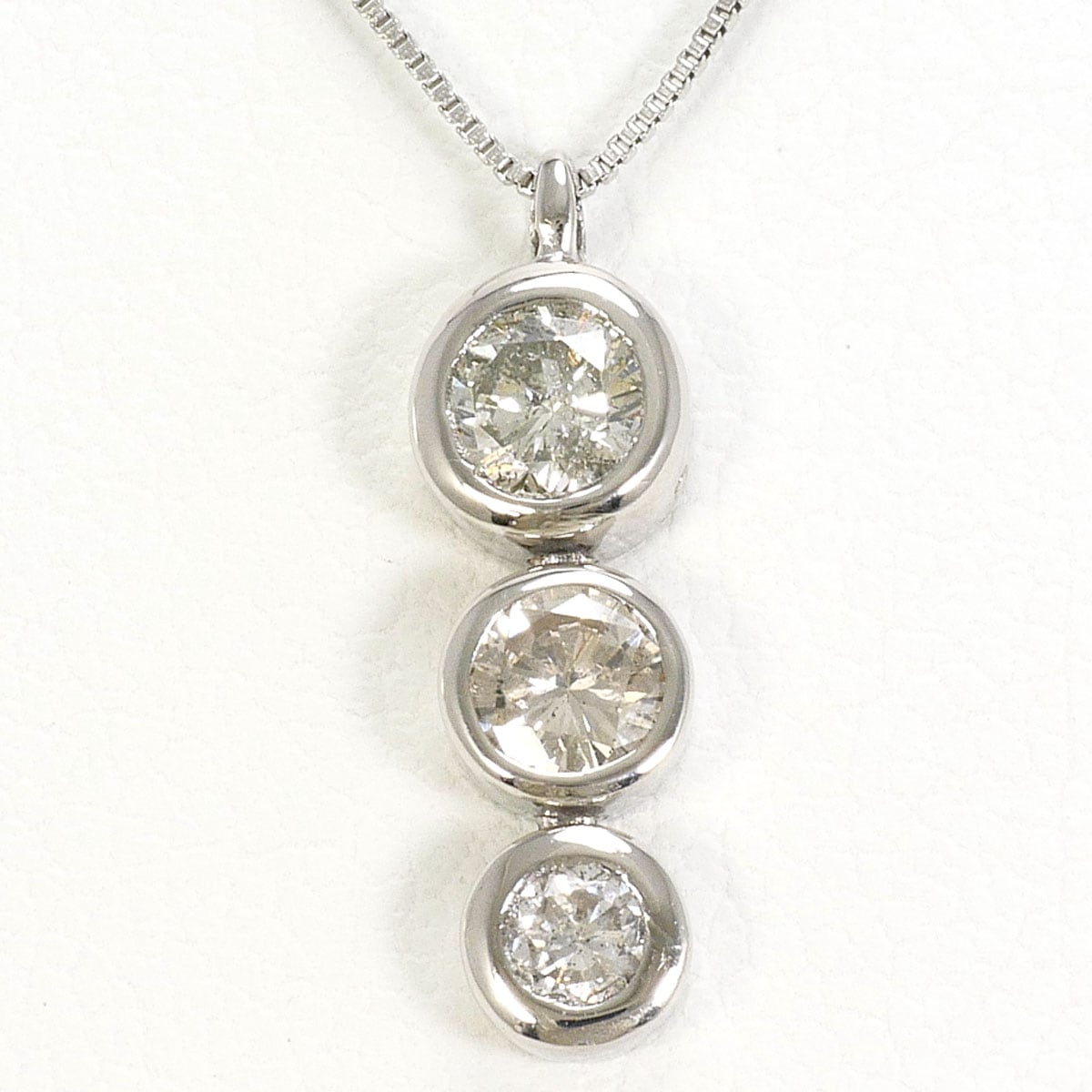 PT900 プラチナ PT850 プラチナ ネックレス ダイヤモンド 0.50 ct 総重量約2.2g 約40cm 中古