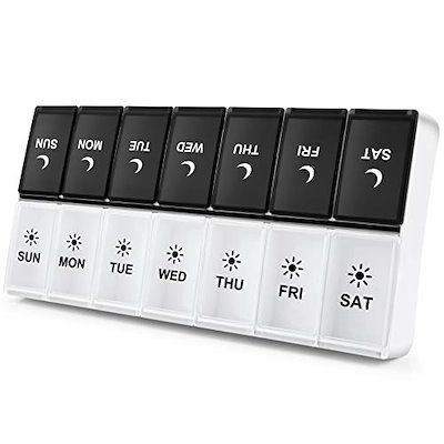 他サイト： 携帯用 薬ケース 朝晩 1週間 ピルケース 1日2回 習慣薬箱 薬入れ コンパクト くすり整理 飲み忘れ防止の商品画像