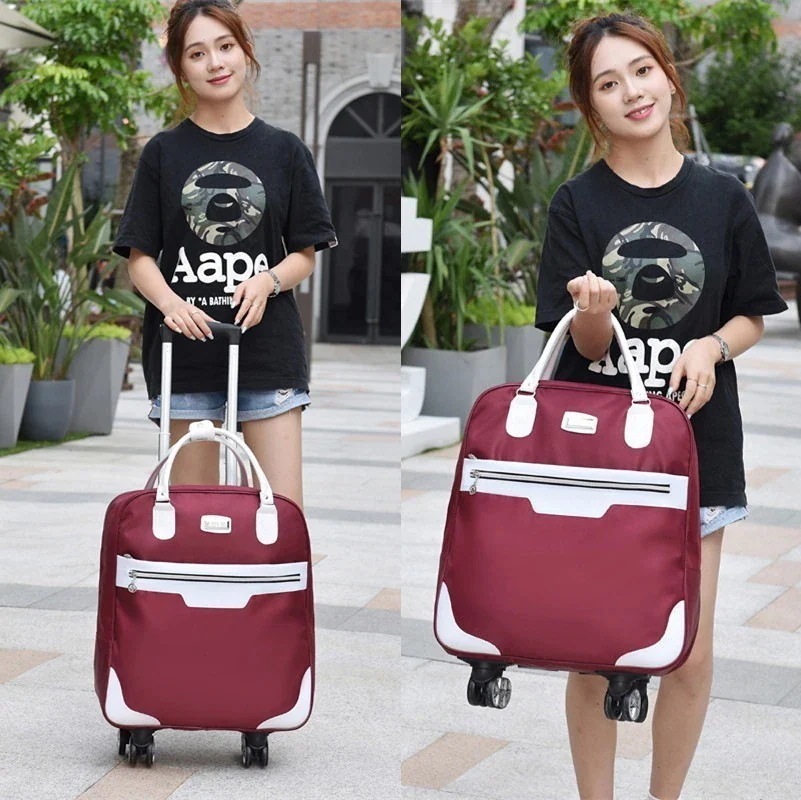 韓国版ハンドバッグトロリーバッ今週の割引は 25% オフですグミュートユニバーサルホイールトロリーバッグソフトケーススーツケースキャリーバッグスーツケース搭乗箱の万向輪旅行大容量短い距離ラゲージバッグ