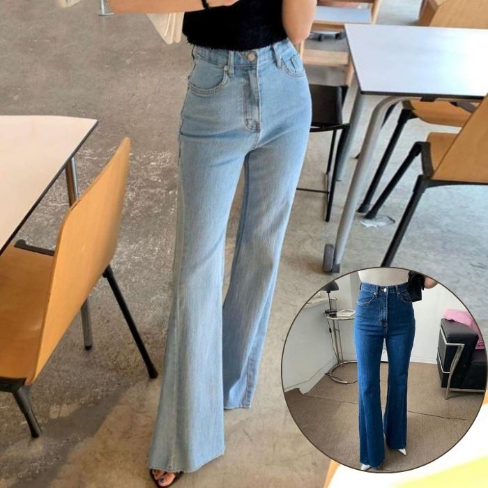 デニムパンツ レディース 全2色 スリムフィットフレアデニム フレアデニム ハイウエスト カットオフ フレアパンツ 大人可愛い ママコーデ 韓国 人気 トレンド 新作 30代 40代 きれいめ 5,251円