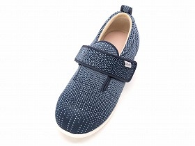 徳武産業 あゆみシューズ 介護靴 施設用 ダブルマジックIII ニット 7E 紺 片足/左3Lサイズ 7048