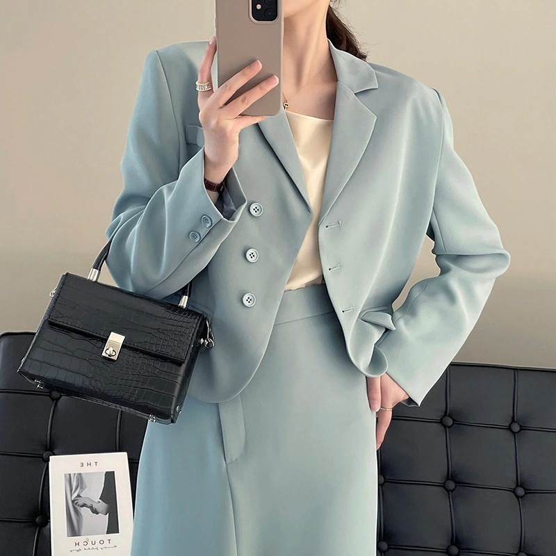 秋服レディーススーツ韓国ファッション長袖トップス通勤スリットセクシーセットアップ上下二点福袋 6,501円