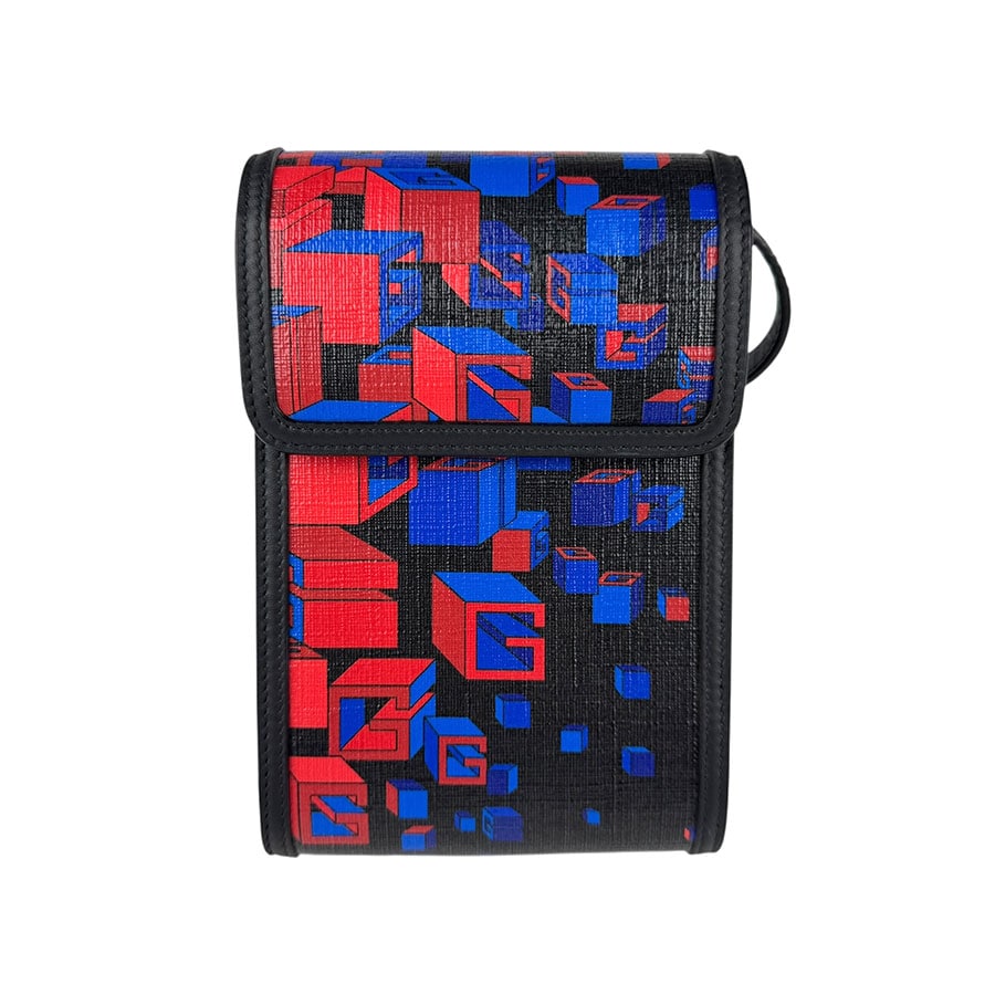 グッチ GUCCI フォンポーチ フォンホルダー PVC/レザー ブラック/レッド/ブルー メンズ 631766 z5033