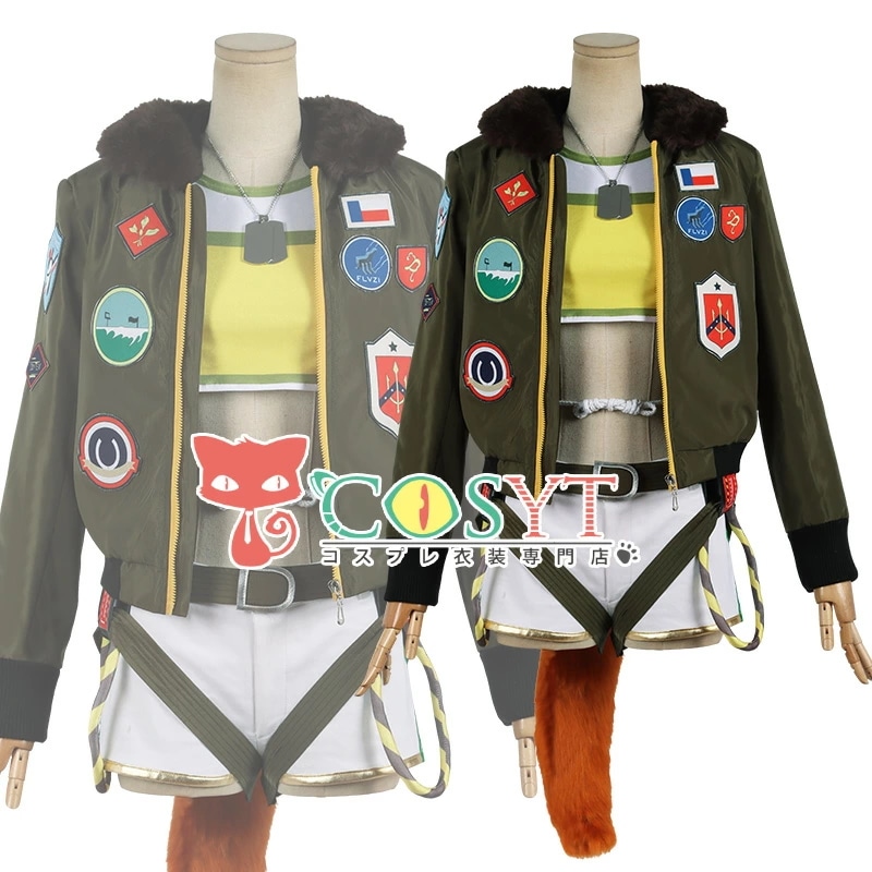 ウマ娘プリティーダービー マヤノトップガン 勝負服 フライトジャケット コスプレ衣装 尻尾付き コスチューム カジュアルウェア へそ出し 仮装 変装 コス cosplay ゲーム イベント
