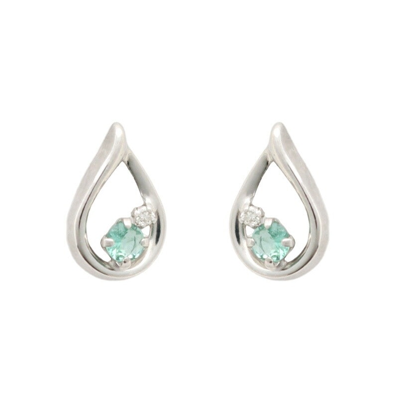 リボン済＆紙袋 ピアス 正規品 レディース しずくモチーフ 5月誕生石 誕生日 エメラルド イエローゴールド 祝い