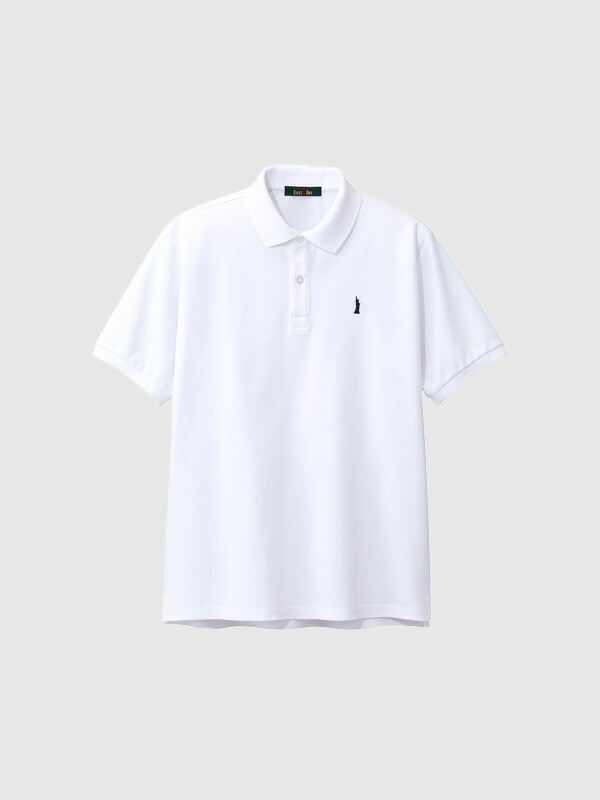 EASTBOY イーストボーイ ポロシャツ メンズ 半袖 ワンポイント スクール ポロシャツ 高機能素材 女神刺繍 白 紺 ホワイト ネイビ 4202300