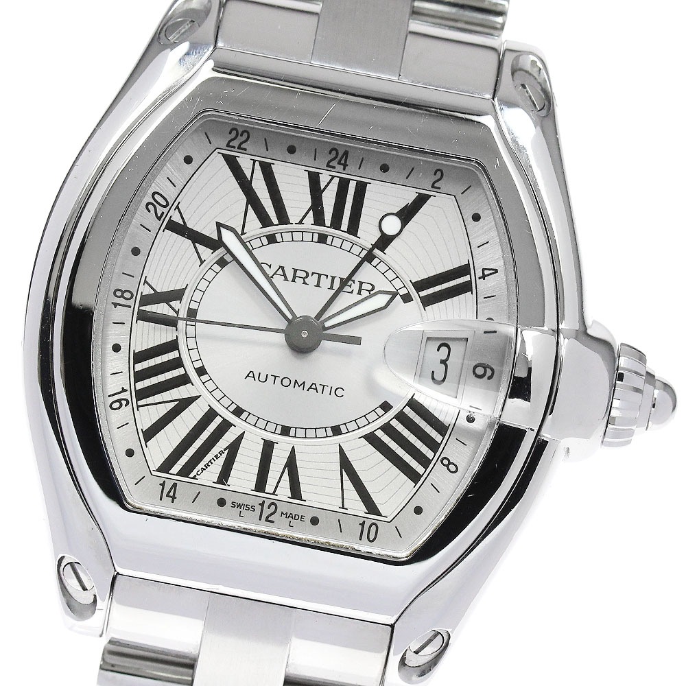 カルティエ CARTIER W62032X6 ロードスター デイト GMT 自動巻き メンズ 内箱付き_848662【中古】