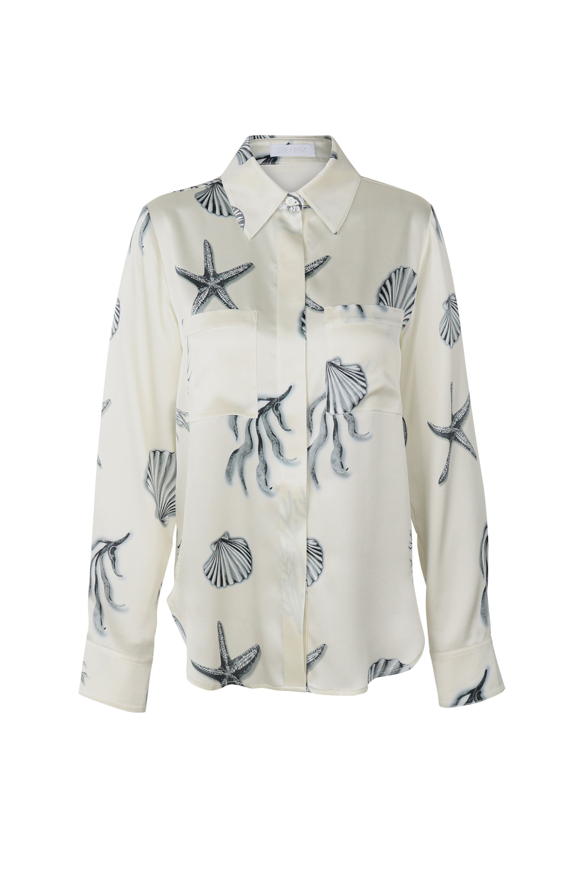 SILK LONGSLEEVE SOLID BLOUSE[SEASHELL]