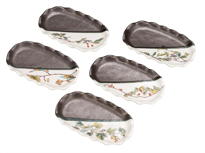 ナカマル『九谷焼』7号皿揃木の実絵変り K9-104