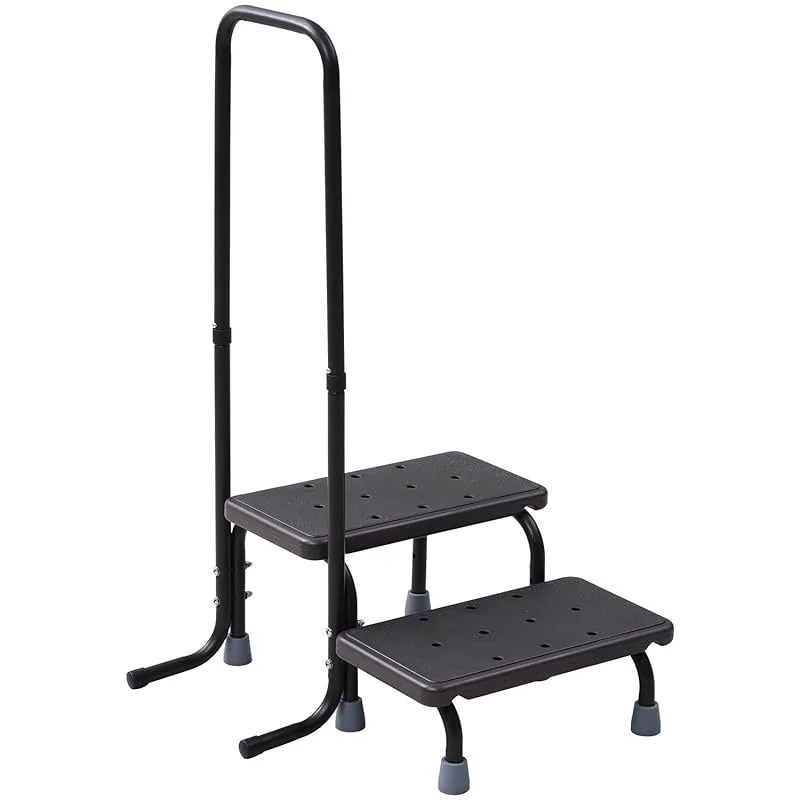 【即納】[ガーデンマスター] 取っ手付き樹脂2段踏み台 幅53.5×奥行53.5×高さ94.5cm ステップ幅22cm 耐荷重:約100kg バルコニー ベランダ デッキ 縁台 段差解消 介護 ガーデ