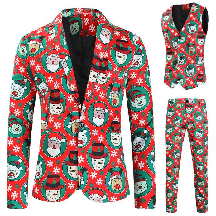メンズスーツセット ジレベスト　長パンツ　タキシードジャケット単品/2点/3点セット　サンタクロース　二次会コスプレステージ演出服クリスマス　ハロウィン兼用舞台ダンスウェア　団体服　発表会　カラオケ 7,190円