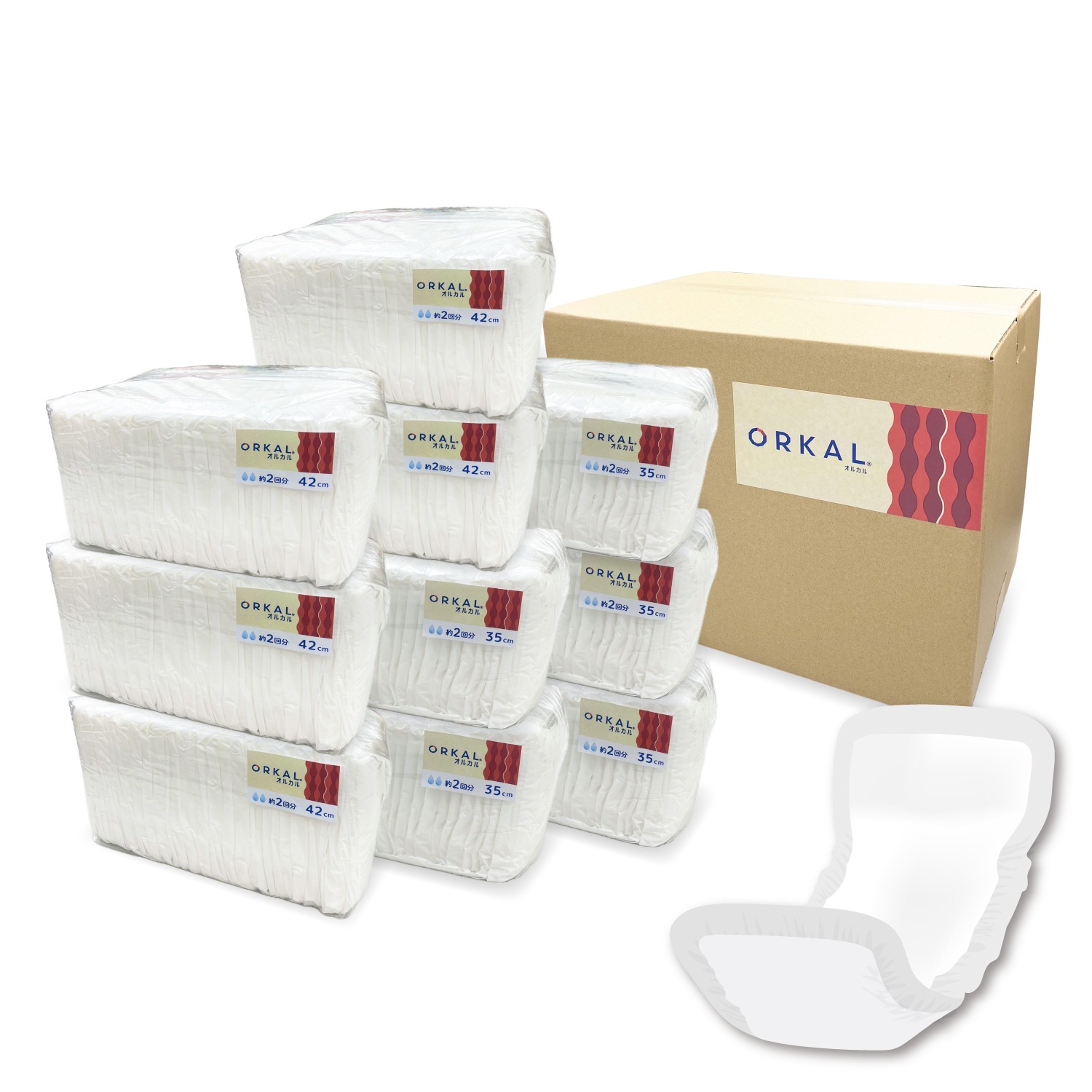 オーガニック 吸水パッド 大人用 尿取り 薄型 オーガニックコットン 2回吸収 紙おむつ 紙パンツ 35cm ＆ 42cm 各150枚セット 計300枚