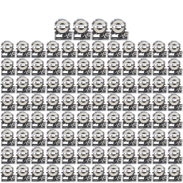 キングジム用 テプラ PRO 互換 テープカートリッジ ST4KW 透明ラベル 強粘着 100個セット 4mm／透明テープ／黒文字