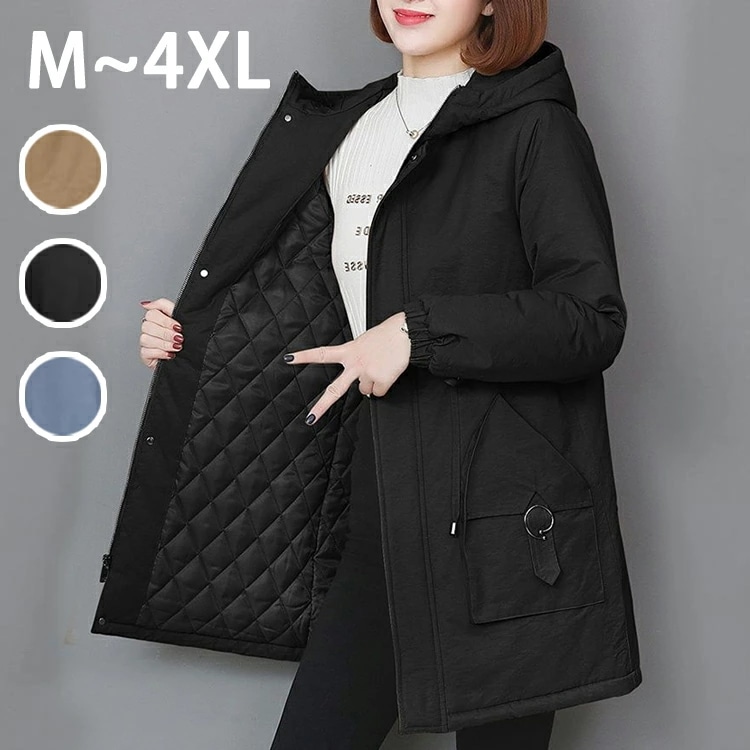 中綿コート レディース ロングコート ジャケット アウター コットン 綿入れ 冬服 防寒着 暖かい 厚手 フード付き カジュアル オシャレ 厚手 きれいめ 大きいサイズ ファー 長袖 通勤 ブラ 7,280円