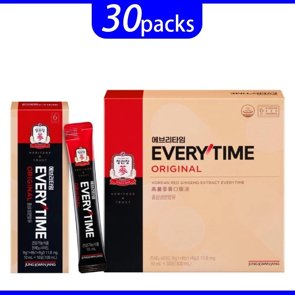 正官庄 エブリタイム 30pack 高麗人参 紅参 サポニン 健康 紅参濃縮液 紅参ドリンク プレミアム 免疫