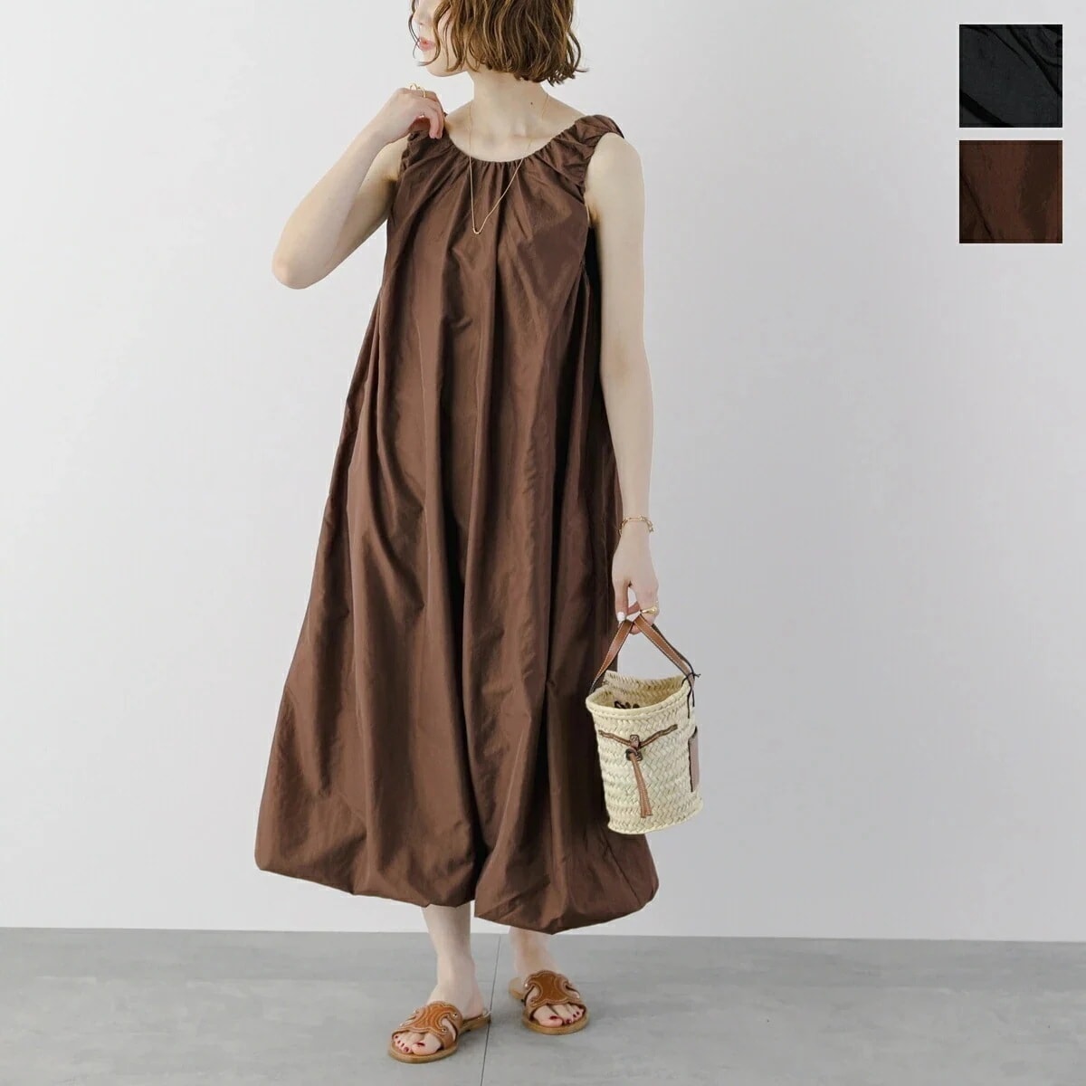 TORRAZZO DONNA トラッゾドンナ ワンピース Nylon Balloon One-piece 6250-585 レディース バルーン ノースリーブ カラー2色 【mega】