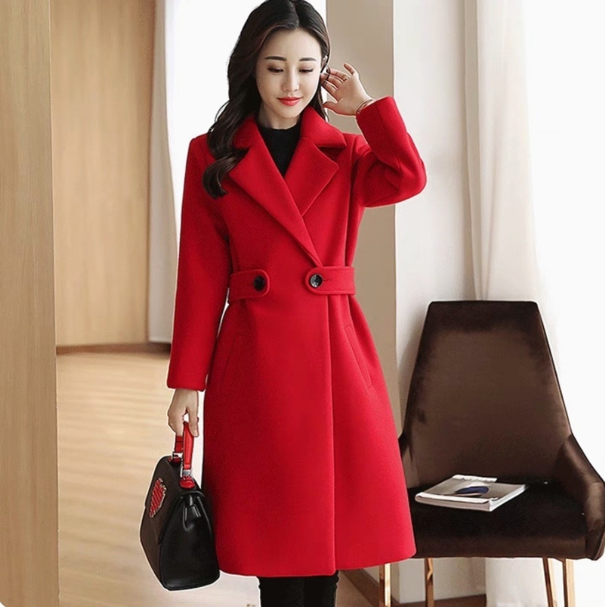 コート アウター 上着 ロングコート ミディアム チェスター 長袖 Vネック 襟付き フェミニン ウエストマーク ハイウエスト 前開き 厚手 かわいい 大人可愛い きれいめ シンプル 上品 おしゃれ