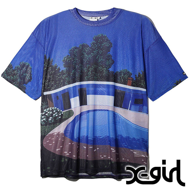 レディース ヒロシナガイ コラボ メッシュドレス [105242041010] X-girl x HIROSHI NAGAI MESH DRESS トップス 半袖 Tシャツ BLUE