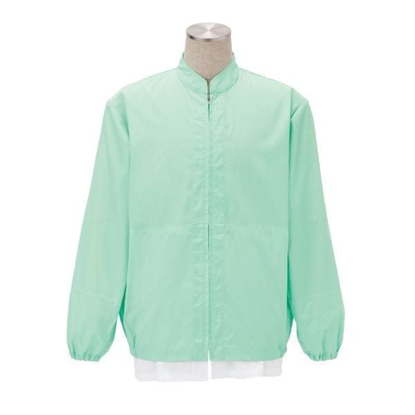 工場用白衣/ユニフォーム (男女兼用 Lサイズ/グリーン) インナーネット付 ポケット無し 『workfriend』 SKA300