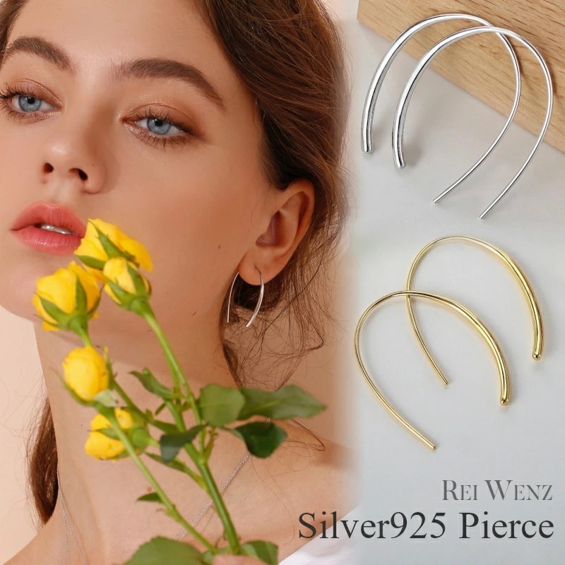 【高品質Silver925】ピアス シルバー925 Silver925 アメリカン フック 大ぶり ゴールド 一粒 シンプル レディース ブランド プレゼント 人気