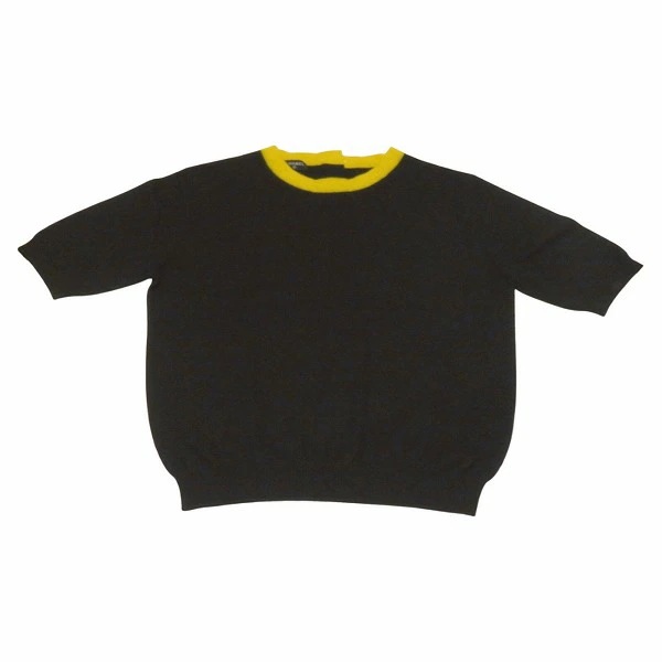 シャネル ブラック イエロー カシミヤ 半袖ニット ココマークボタン アパレル カットソー 【中古】