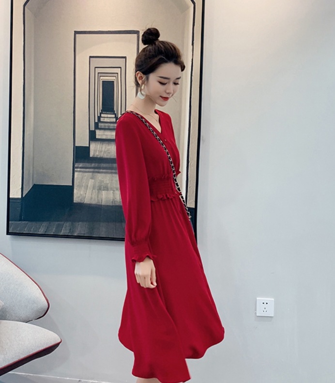 ワンピース デート ミモレ丈 長袖 シフォン 可愛い きれいめ 上品 おしゃれ かっこいい 可愛い ラブリー キュート ガーリー クール モード系 セクシー エレガント 存在感 フォーマル