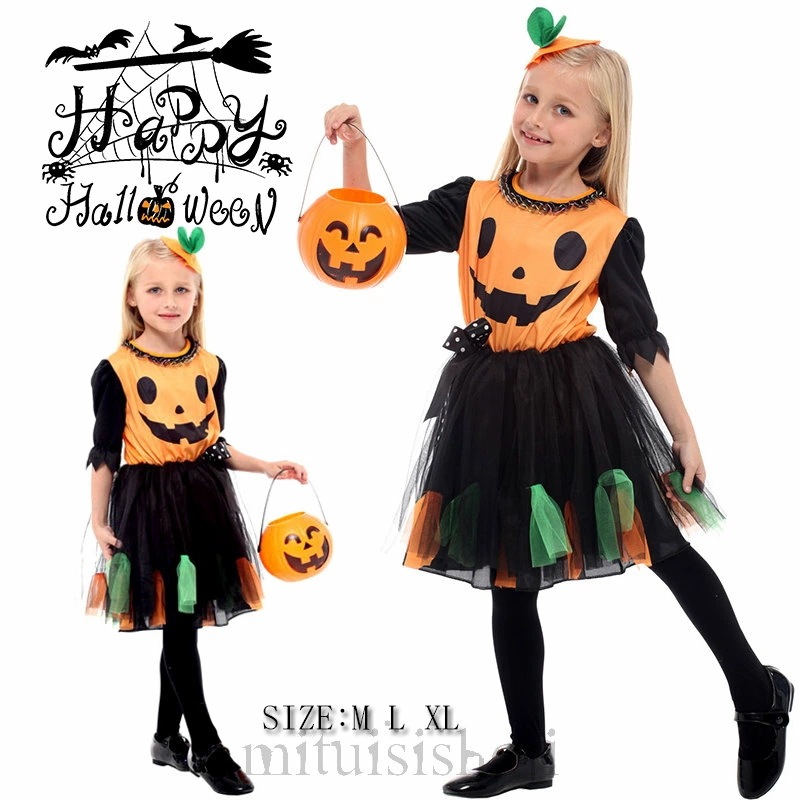 ハロウィン コスプレ 衣装 子供 ハロウィン 衣装 かぼちゃ コスチューム 子供用 キッズ ワンピース 悪魔 魔女 女の子 お姫様 プリンセス コスプレ 仮装 変装 カボチャ イベント 演出服 演劇