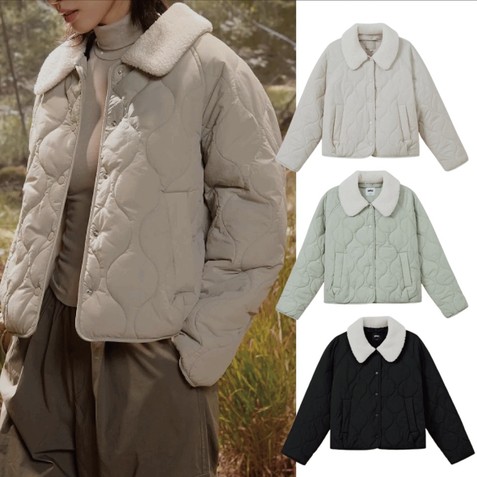 SPAO スパオ ファー付き クロップ丈 中綿 ジャケット Qoo10] スパオ 24FW ファー付き 着脱 軽量 キルテ : レディース服