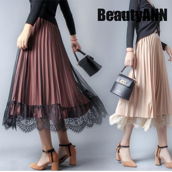 新生活 スカート レディース 秋 プリーツスカート ルスカート 秋冬 レディース Aライン ウエストゴム ボトムス ロングスカート 両面着 プレゼント ギフト