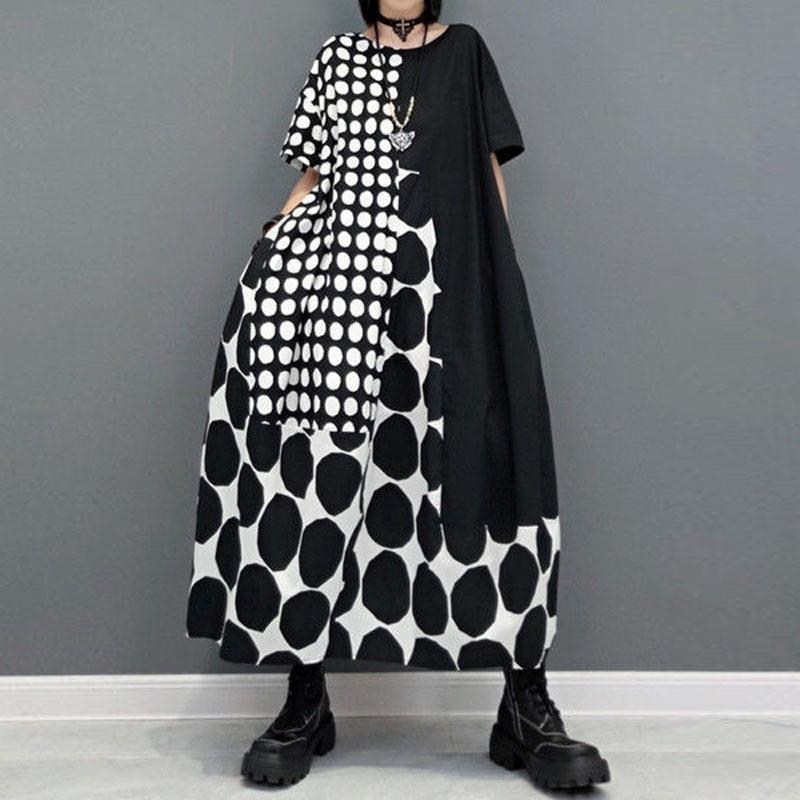 ワンピースの新作ファッション着やせワンピースオーバーサイズの波点ゆったりカジュアルワンピース福袋