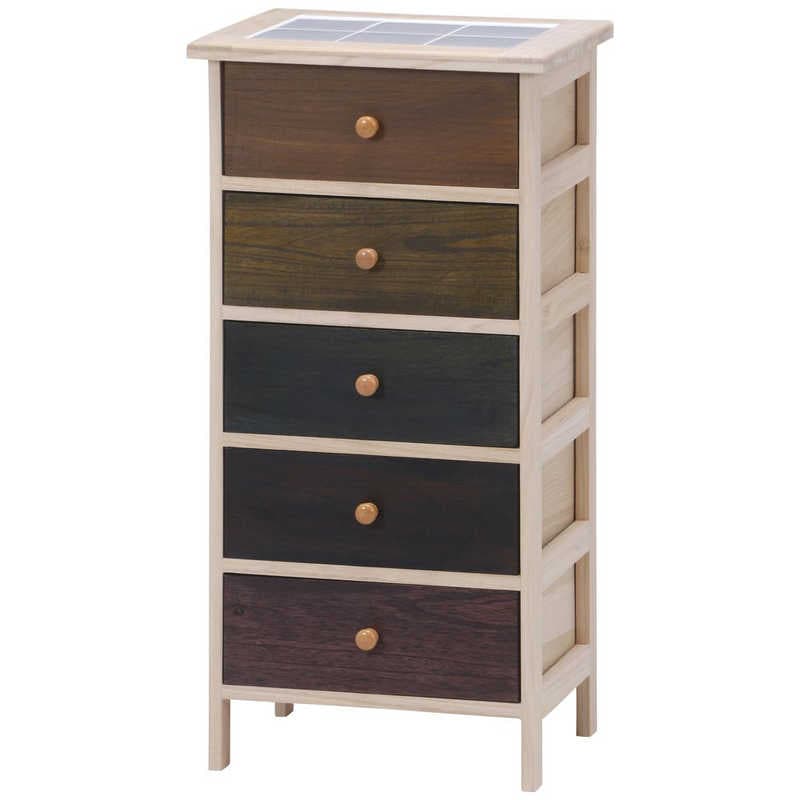 不二貿易　桐製 マルチカラフル5段ボックス シンクエ 2　39625