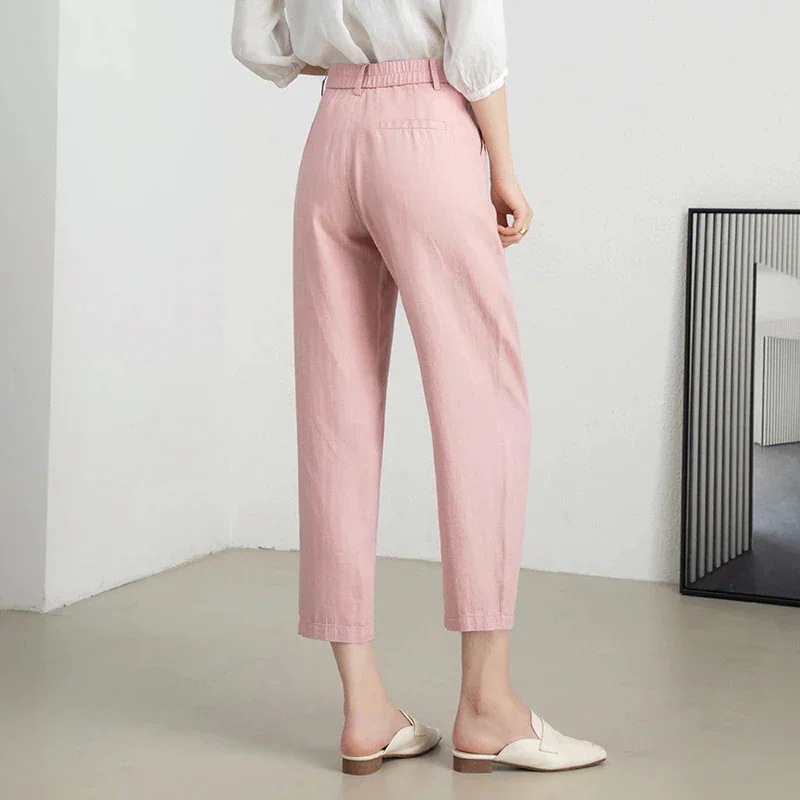 大きいサイズ 防透天糸九分パンツ夏ウエストゴムパンツ痩せ薄い天然ンパンツ ゆるいハーレムズボン スラックスパンツ 4,308円