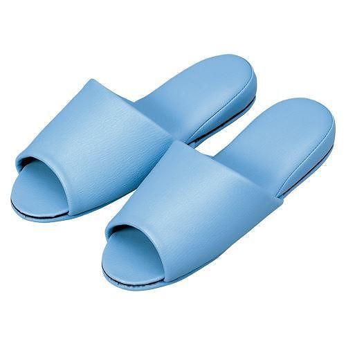 （まとめ買い）オーミケンシ 抗菌レザー調スリッパ前開10足ブルー 10835356 （10P） 00069856 [x3]