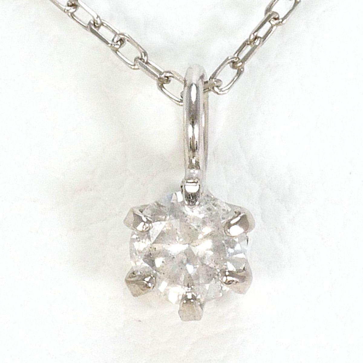 K18 18金 WG ホワイトゴールド ネックレス ダイヤモンド 0.1ct 総重量約0.6g 約40cm 中古