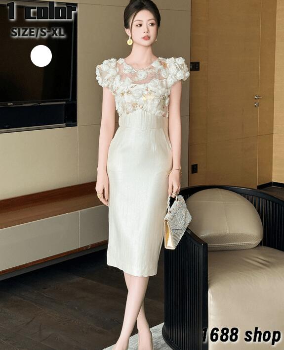 新製品 2025 タイトワンピース 姫系ワンピース　シンプル　ワンピース インポート ひざ丈 ミドル丈 エレガント　韓国ファッション シンプル Vネック パーティドレス 半袖　お嬢様 セクシー ミニワ