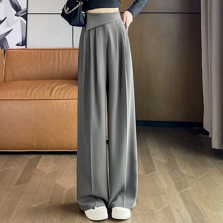 パンツ ボトムス レディース ロングパンツ ワイドパンツ フルレングス ワイド ストレート タック ウエストマーク ファスナー ポケット ポリエステル カジュアル おしゃれ こなれ感 ルーズ クール