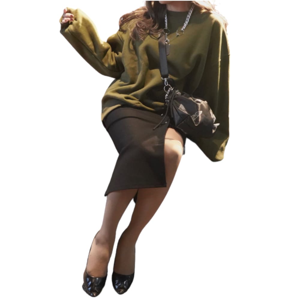 Oversized Basic Sweat PO (khaki green) A,D,G レディース トップス