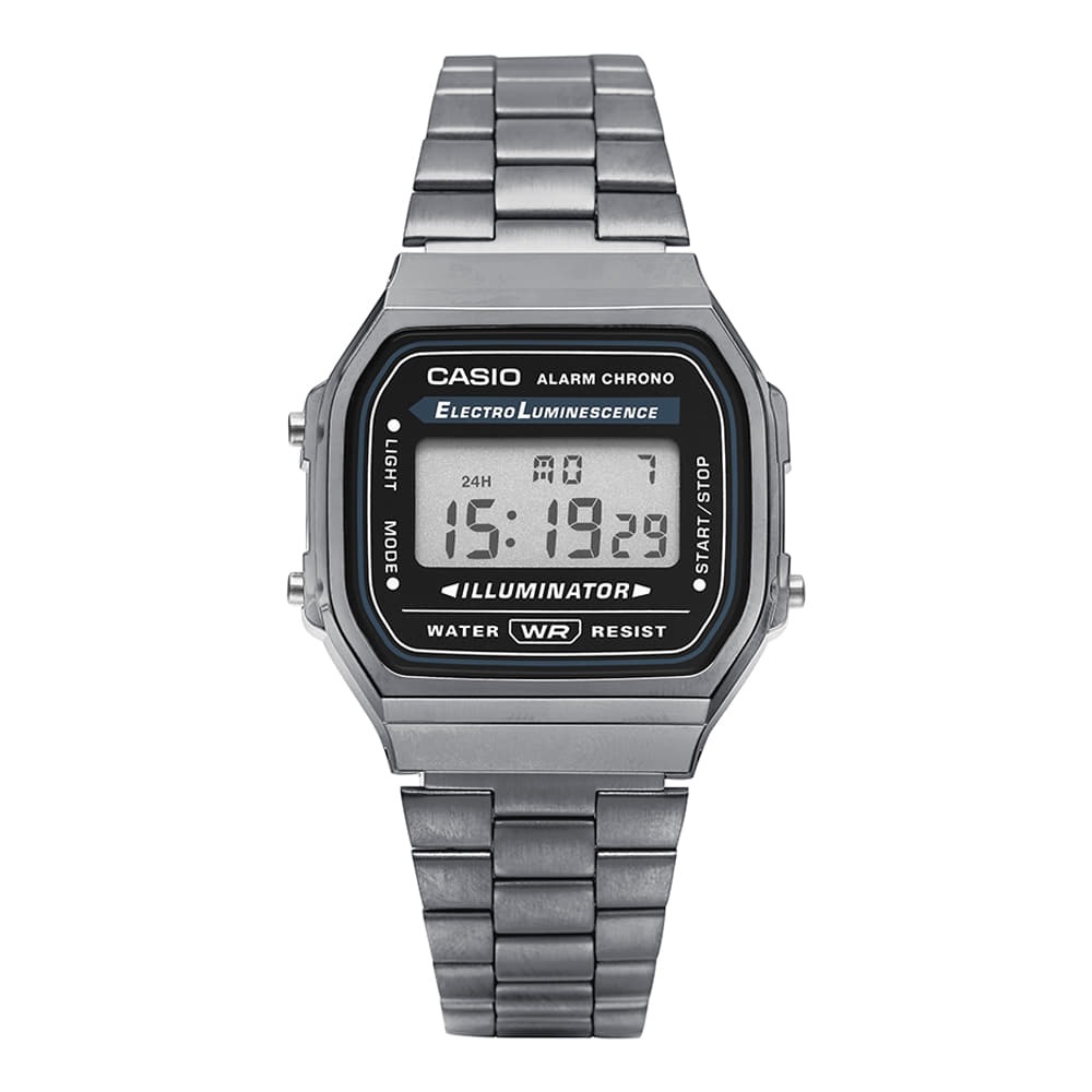 カシオ A168WGG-1ADF (A168WGG-1A) デジタルスクエアビンテージレトロパブリックメタルウォッチ