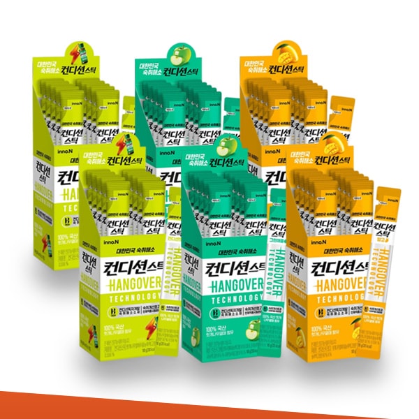 [2+2+2]スティック 3種類の味 オリジナル+グリーンアップル+マンゴー味 [18g x 10個] x 6ボックス / 二日酔いケア