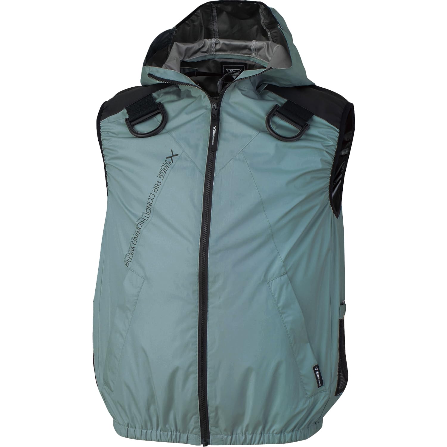 【全国送料無料】 ＸＥＢＥＣ 空調服遮熱ハーネスベスト（フード付き）ＸＥ９８１０６－４３－Ｌ ブルーグレー XE98106-43-L